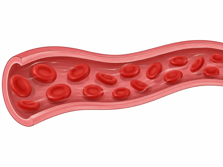 Normal genotype (AA) showing cells flowing freely